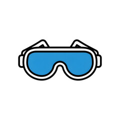 Outlined blue safety glasses illustration
