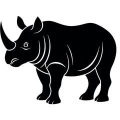 Fototapeta premium Striking black silhouette of a majestic rhinoceros wildlife icon