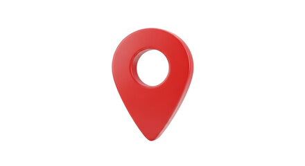 A bright red 3d map pin icon isolated on transparent background