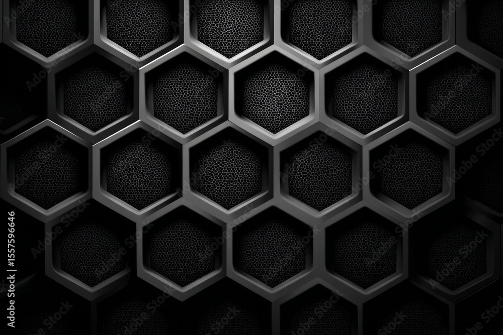 Poster dark grey hexagonal honeycomb pattern texture