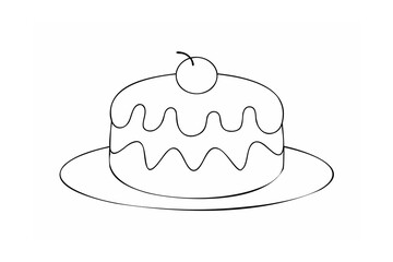 Simple cake with cherry on top frosting dessert