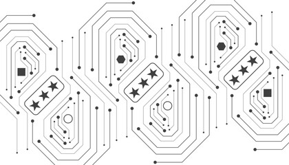 Circuit board black technology on white background.
