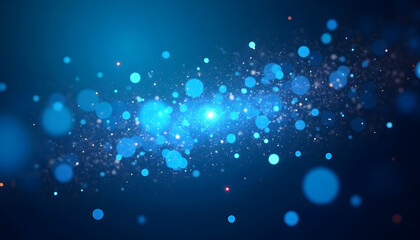 Obraz premium Abstract Glowing Blue Bokeh Lights Dark Background