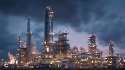 Obraz premium Petrochemical industry with twilight sky background