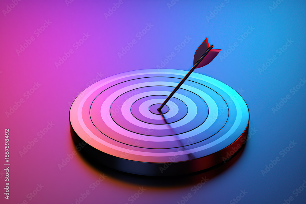 Poster a neon-lit target of precision and focus a conceptual image of achieving goals with accuracy a strik