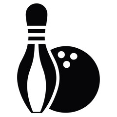 Black Bowling Pin and Ball Illustration Game, Spare, Strike, and Leisure Activity