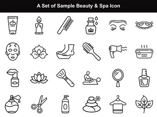 Fototapeta premium Relaxation and Self-Care A Collection of Line Art Spa and Beauty Icons,Spa and beauty items in line art depict relaxation and personal care routines