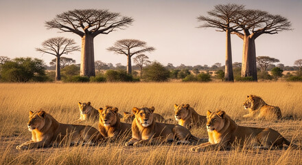 lions in the savannah