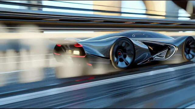 Discover the sleek design and advanced technology of this futuristic hypercar, captured in motion against a stunning urban backdrop, showcasing its incredible speed and engineering marvel.