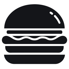 Black and White Burger Icon Simple Illustration of a Delicious Sandwich Design