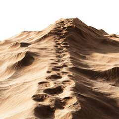 Desert Sand Dune Landscape Footprints Leading to Summit Path to Success Metaphor white background against transparent Background