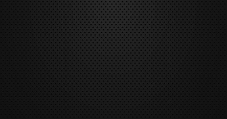 Black industrial abstract background with dotted metal texture and carbon grid pattern, dark tech surface design