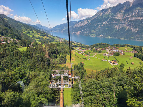 Cable Car from Unterterzen to Tannenboden, Flumserberge Switzerland