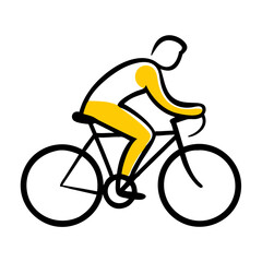 Obraz premium Abstract illustration of person cycling on a bicycle in yellow 