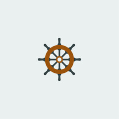 Ship Helm Wheel icon logo flat vector design