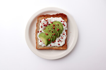 Avocado toast on simple background