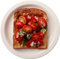 Marinated Tomato Toasts on white background