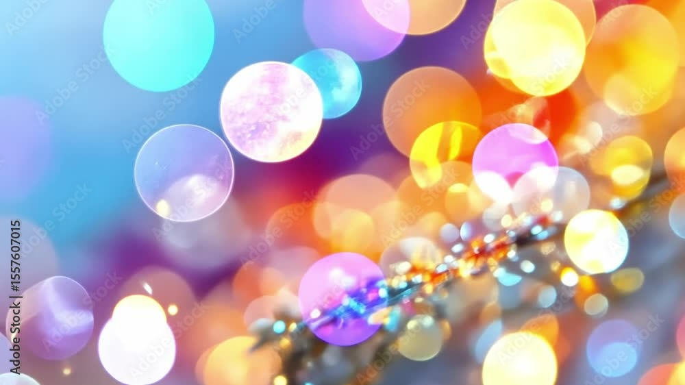 Poster dreamy orb: a mesmerizing display of vibrant, blurred orbs and colorful bokeh effects, painting a sc