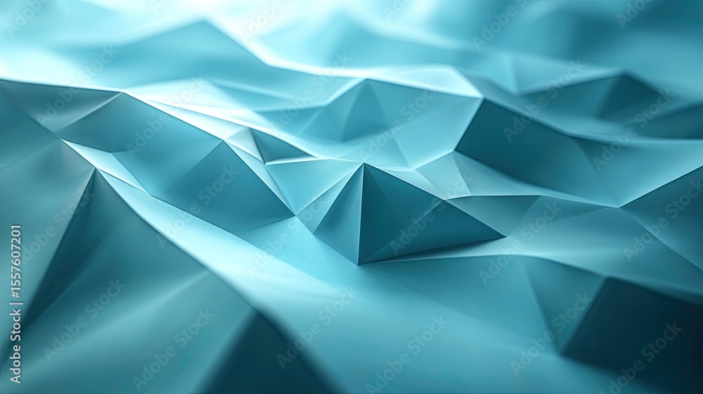 Poster mint blue abstract geometric background with layered polygons and smooth gradients, modern digital d