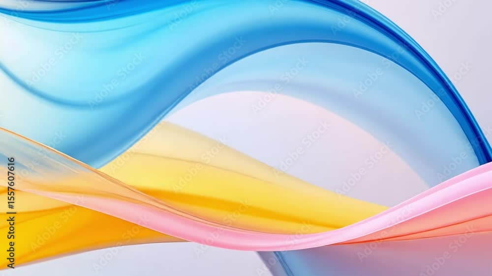 Poster abstract flowing fabric: pastel swirls of blue, yellow, and pink fabric create a visually stunning a