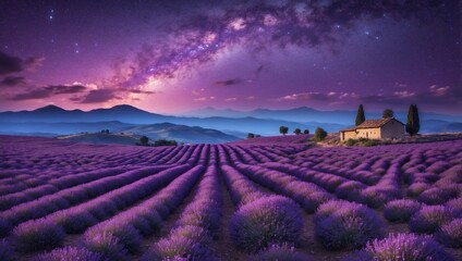 Purple Blooms Glow Under Midnight Stars