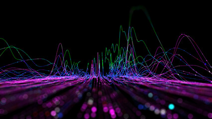 Abstract analytical background with analyze data chart on dark defocus. Analytics algorithms. Big data. Quantum cryptography concept.  Banner for business, science and technology.