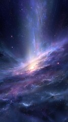 Fototapeta premium Vibrant Purple And Blue Nebula In Space With Bright Stars