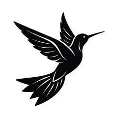 Dynamic flying hummingbird silhouette captured mid flight with wings in rapid motion a vibrant vector design