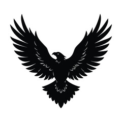 Majestic large eagle soaring powerfully against a backdrop detailed wing feathers silhouette