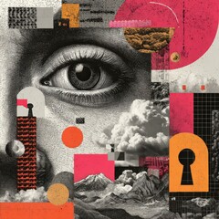 Eye Design with Abstract Shapes and Textures in Modern Art Style