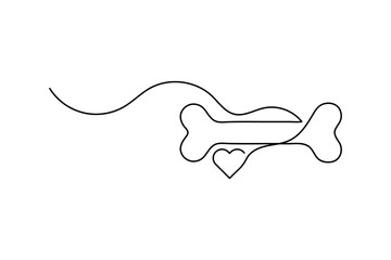 Dog Bone Icon Single Line Minimalist Art Vector Illustration