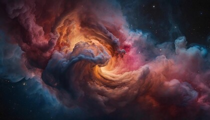 Vibrant Cosmic Nebula with Swirling Gas and Stars
