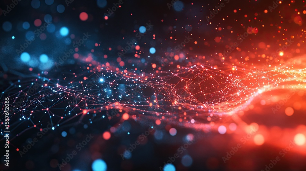Aufkleber polygonal abstract background with glowing elements representing data security, encryption, and digi