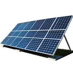 A solar panel array in the foreground, symbolizing renewable energy sources. full length isolate on transparent background