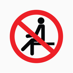 Prohibited Sitting: A minimalist illustration of a figure within a red prohibition circle, signifying restriction.