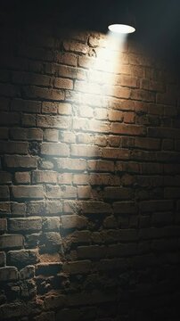 A wall of bricks with a single spotlight shining down on it.