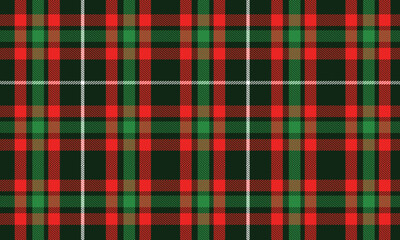 Christmas Red and Green Black Tartan Plaid Seamless Pattern Background.