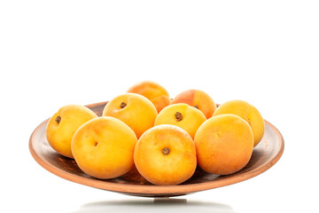 Sweet organic apricots isolated on white background, close-up.