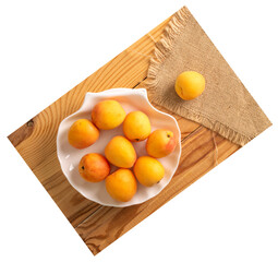 Sweet organic apricots isolated on white background, close-up.