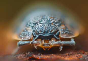 Close up portrait of Isopoda - Oniscus sp. Isopoda, Isopoda is an order of crustaceans that includes woodlice and their relatives