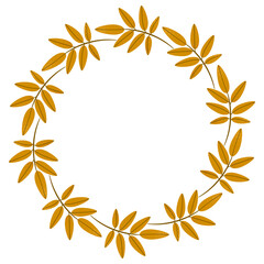 Vector isolated round frame of yellow dry autumn leaves. Border for text. Flat clipart for design