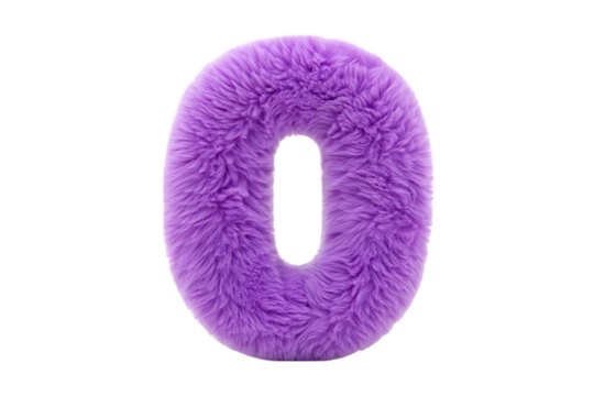 Fluffy purple letter O on black background isolated on a transparent background alphabet - Powered by Adobe