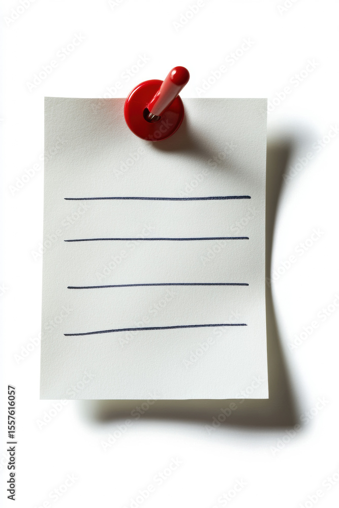 Poster a sticky note with a to-do list written in black ink, attached with a red pushpin, isolated on a bri