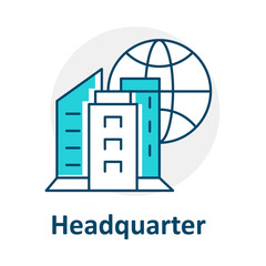 HQ Location Map, Global Company Office, GPS Headquarter Icon, Corporate Locator, Headquarters Navigation Symbol, Office GPS Tracker