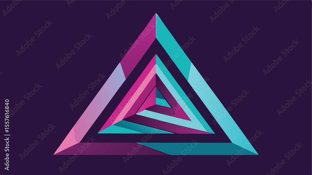 Fototapete abstract digital fractal triangle rendered with mode geometric design for modern visuals