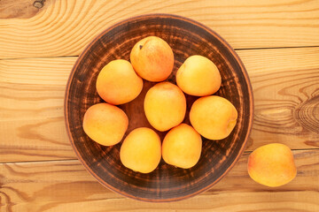 Sweet organic apricots, close-up, top view.