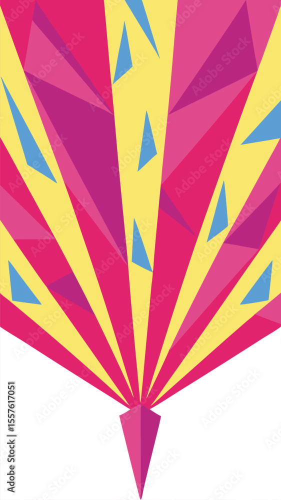 Poster abstract geometric burst design with colorful triangles and transparency for design projects