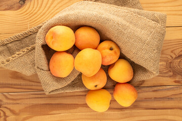 Sweet organic apricots, close-up, top view.