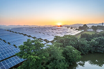 aerial view solar power station