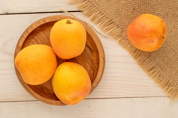 Sweet organic apricots, close-up, top view.